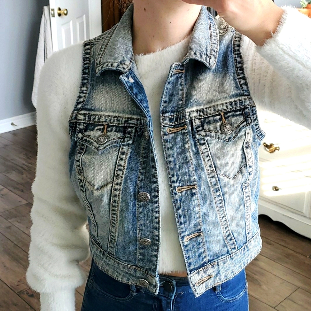 Silver jean vest
